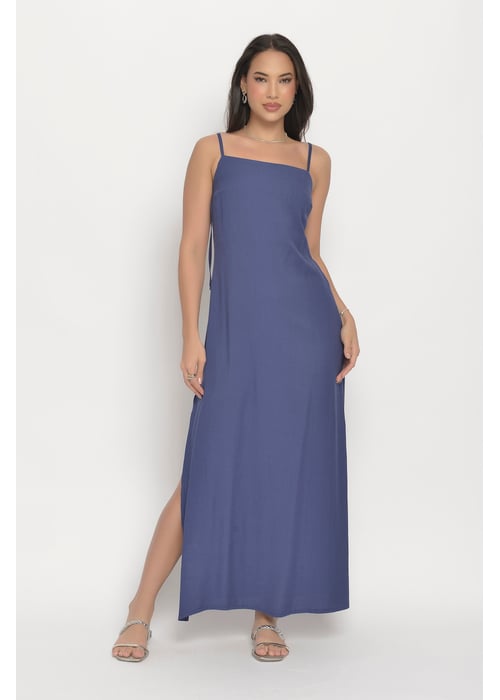 Vestido Midi Com Amarração Nas Alças