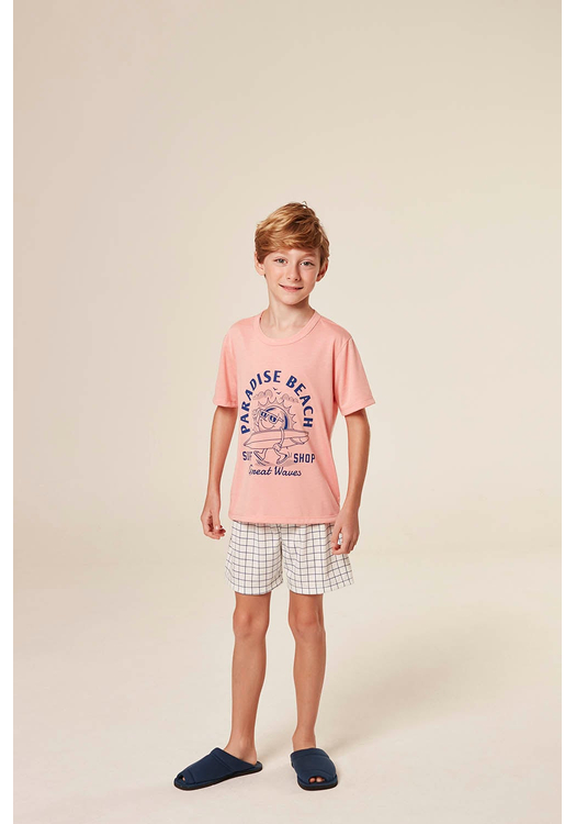 Infantil Masculino Short Xadrez
