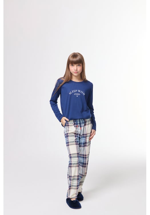 Pijama Infantil Feminino Estampa Xadrez (coleção Família)
