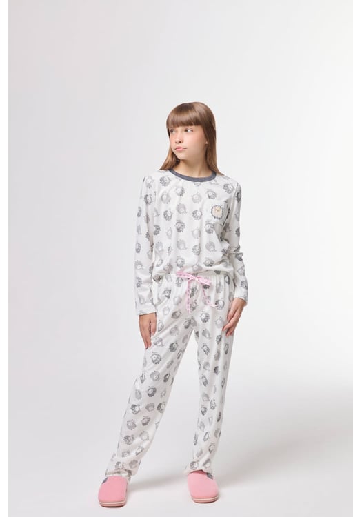 Pijama Infantil Feminino De Algodão Ovelhas