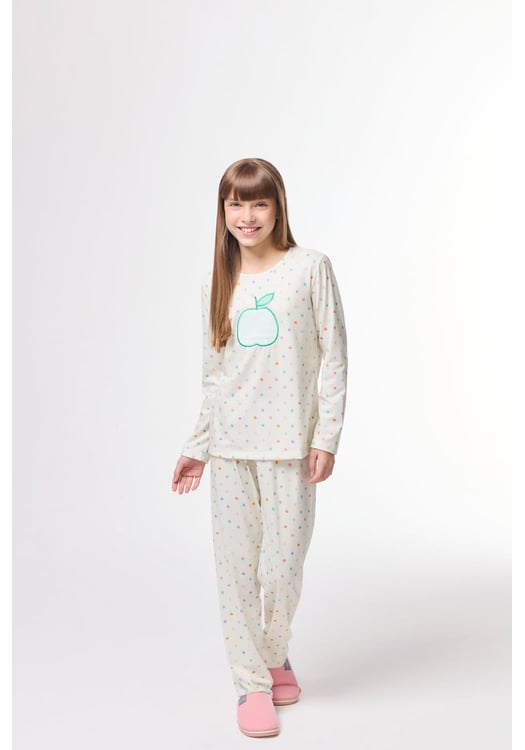 Pijama Infantil Feminino Poá Maçã