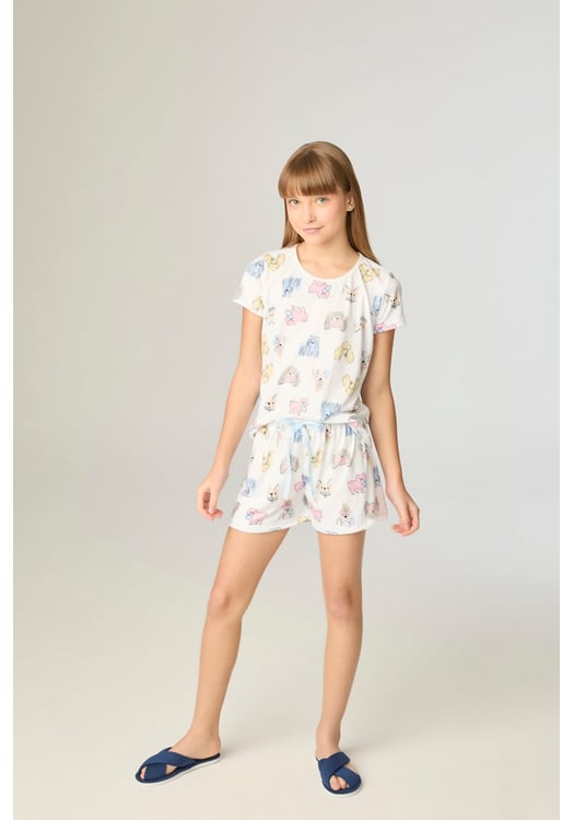 Pijama Infantil Feminino Estampa Cachorros