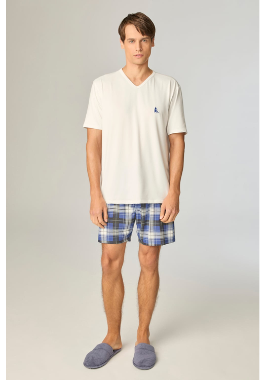Pijama Masculino Com Short Xadrez