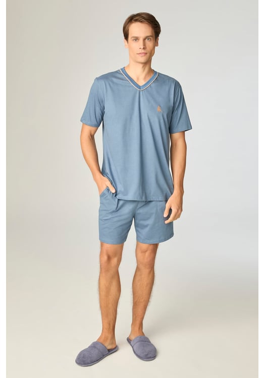 Pijama Masculino Liso 100% Algodão Com Short