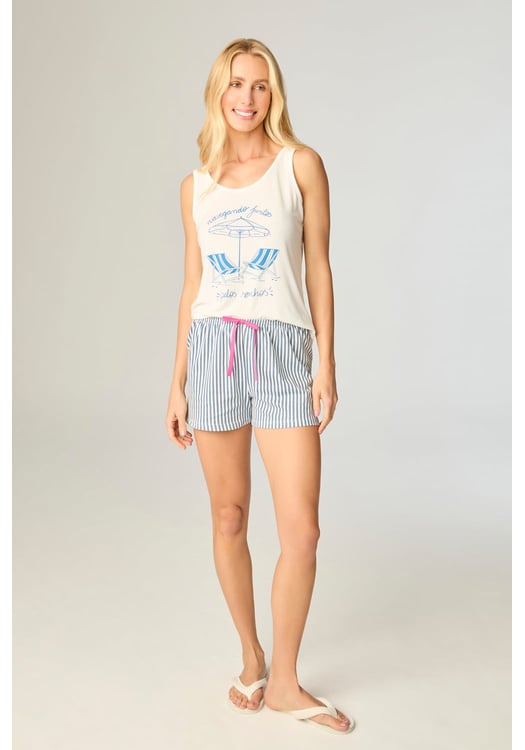 Pijama Feminino Regata 100% Algodão Familia