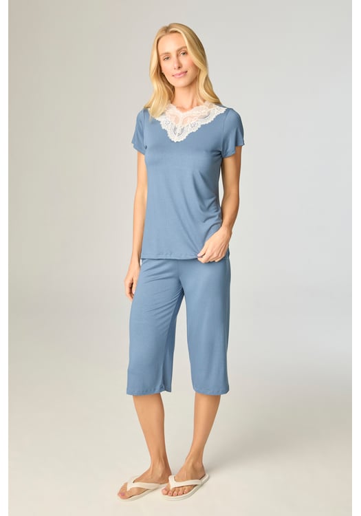 Pijama Feminino Pescador Liso Viscolycra