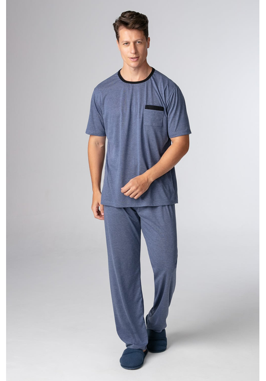 Pijama Masculino Manga Curta Com Calça