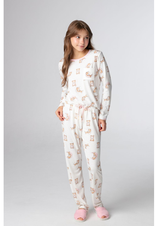Pijama Infantil Feminino Urso Lua