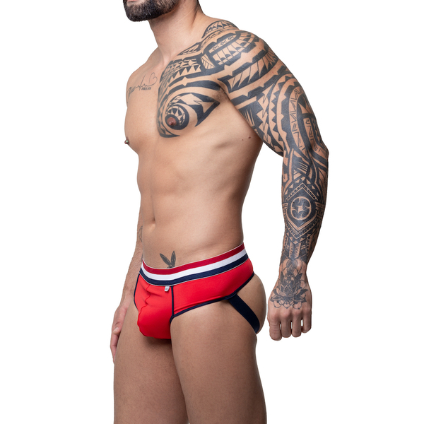 CUECA SUPLEX VERMELHA FRENTE SLIP ATRAS JOCKSTRAPP SD CLOTHING