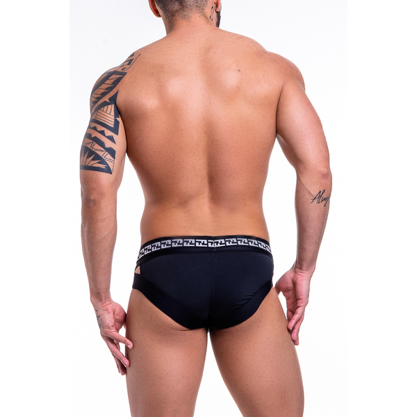 CUECA SUNGA GREGA EM SUPLEX ELASTICO ESTAMPADO PRETO COM ELASTICO DUPLO SD CLOTHING