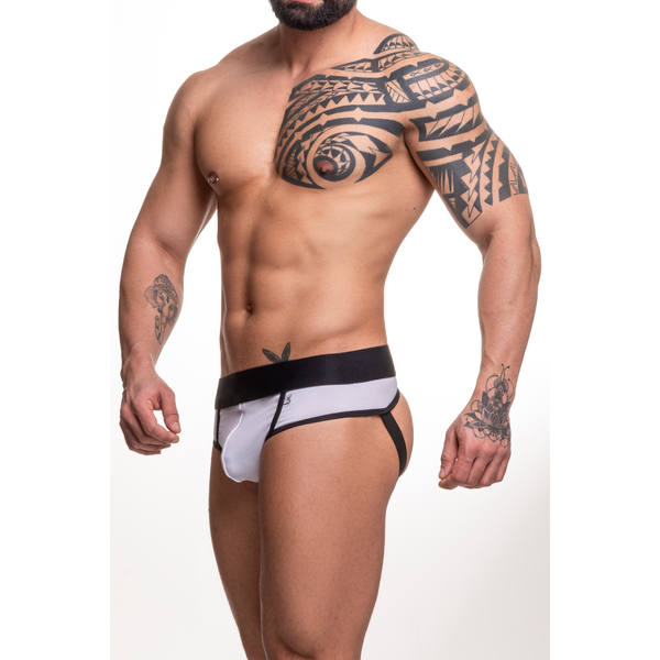 CUECA EM SUPLEX SLIP FRENTE E ATRAS JOCK PRETO E BRANCO SD CLOTHING
