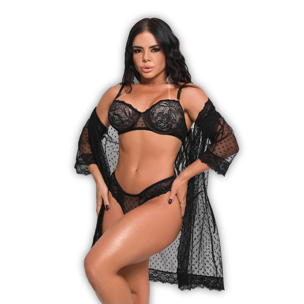 CONJUNTO SEM BOJO RENDA E TULLY COM HOBBY