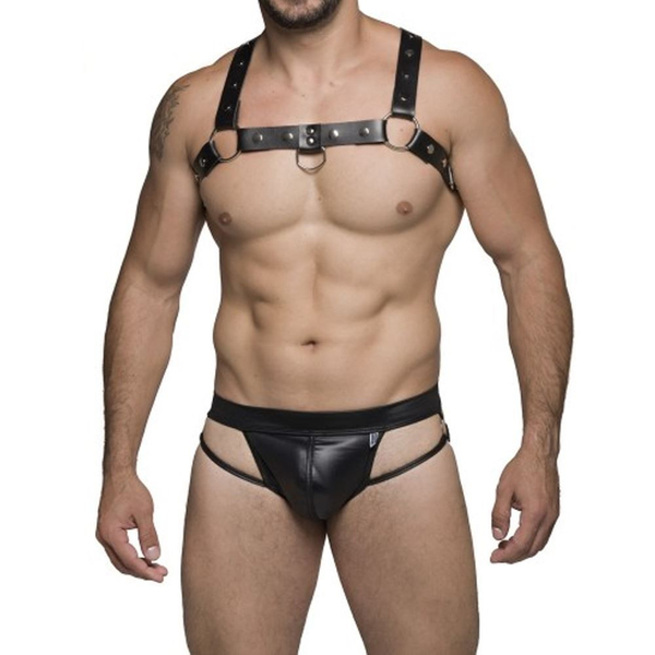 JOCKSTRAPP COURO DETALHE ABERTO C/ ARGOLAS LATERAIS SD CLOTHING