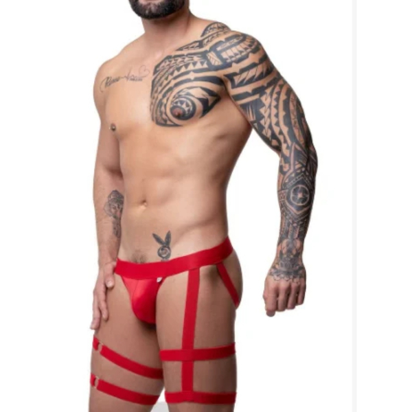 JOCKSTRAP COM LIGAS EM SUPLEX VERMELHO COM REGULADOR SD CLOTHING