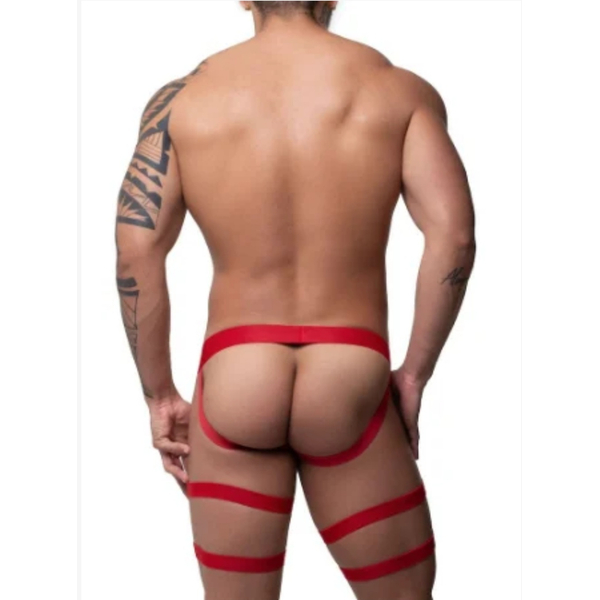 JOCKSTRAP COM LIGAS EM SUPLEX VERMELHO COM REGULADOR SD CLOTHING