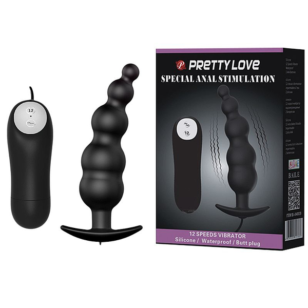 PLUG ANAL COM VIBRO ESCALONADO STIMULATION II PRETTY LOVE