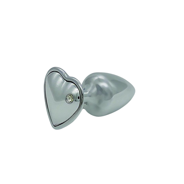 PLUG EM CORAÇÃO CROMADO COM PEDRA HARD