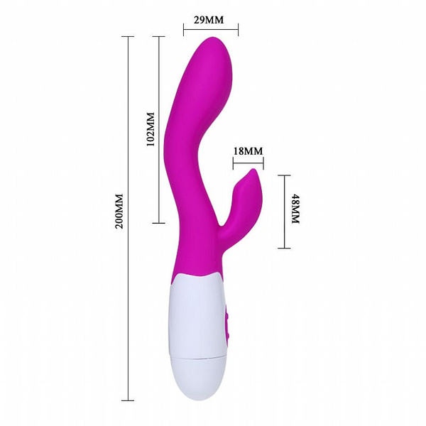 VIBRADOR BRIGHTY SILICONE DUPLO 30 VIBRAÇÕES PRETTY LOVE