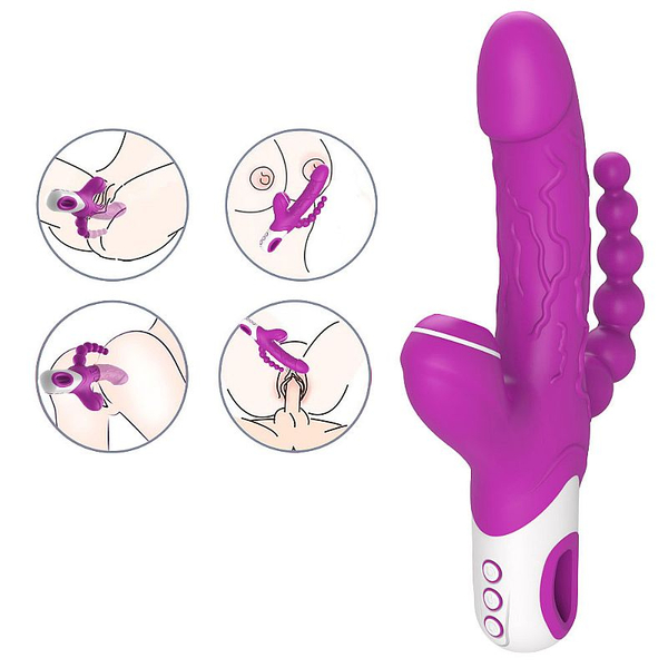VIBRADOR TRIPLO ESTÍMULO EROS COM ONDAS DE PRESSÃO
