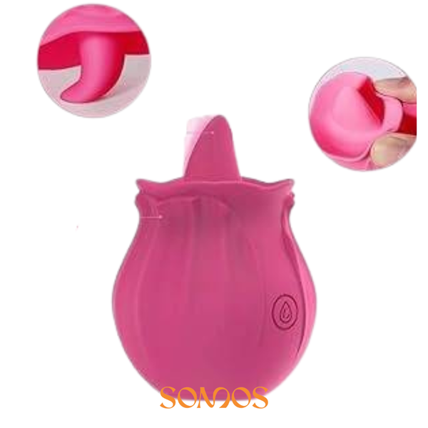 VIBRADOR LÍNGUA FORMATO ROSA RECARREGÁVEL