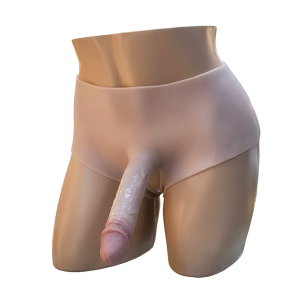 CINTA COM PÊNIS DE 17CM EM SILICONE LIQUIDO E ABERTURA INTIMA