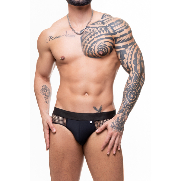 CUECA SUPLEX PRETO COM ARRASTAO ABERTO ATRAS SD CLOTHING