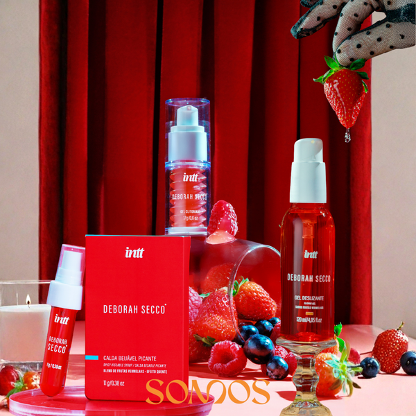KIT SENSUAL COM CALDA BEIJAVEL, EXCITANTE E LUBRIFICANTE DEBORAH SECCO