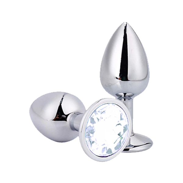 PLUG ANAL METALICO TAMANHO M COM JOIA REDONDA