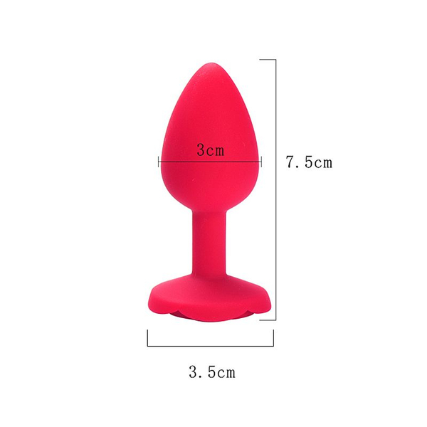 PLUG ANAL SILICONE VERMELHO EM FORMATO DE ROSA TAMANHO P