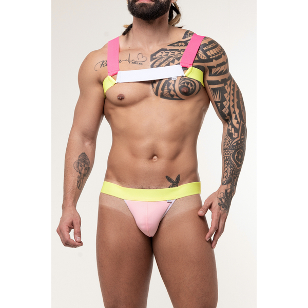 CONJUNTO JOCKSTRAP MAIS HARNESS EM TONS PASTEIS SD CLOTHING