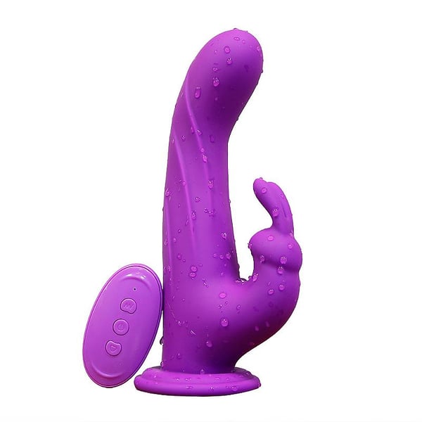 VIBRADOR PONTO G E CLITORIS COM ROTAÇÃO E VENTOSA ROXO