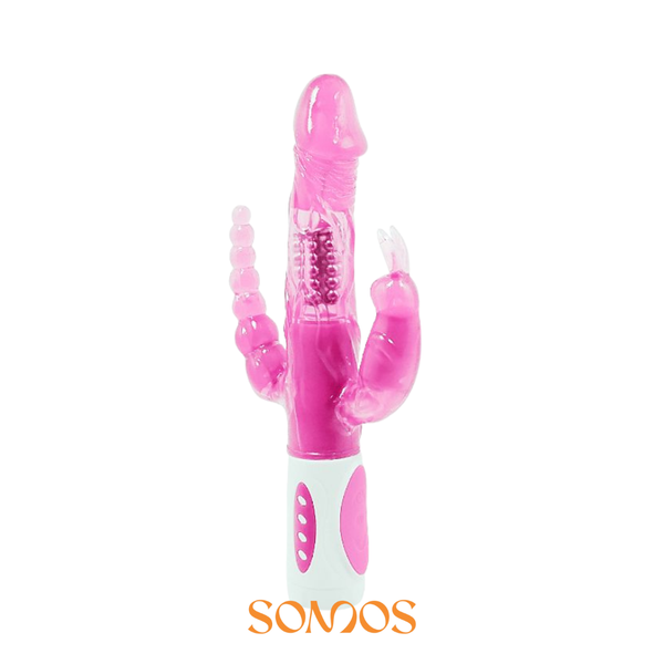 VIBRADOR ROTATIVO TRIPLO PRAZER PRETTY LOVE