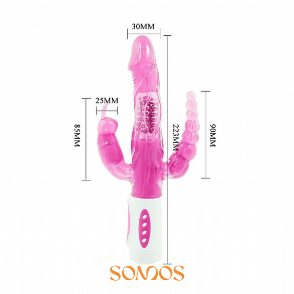 VIBRADOR ROTATIVO TRIPLO PRAZER PRETTY LOVE