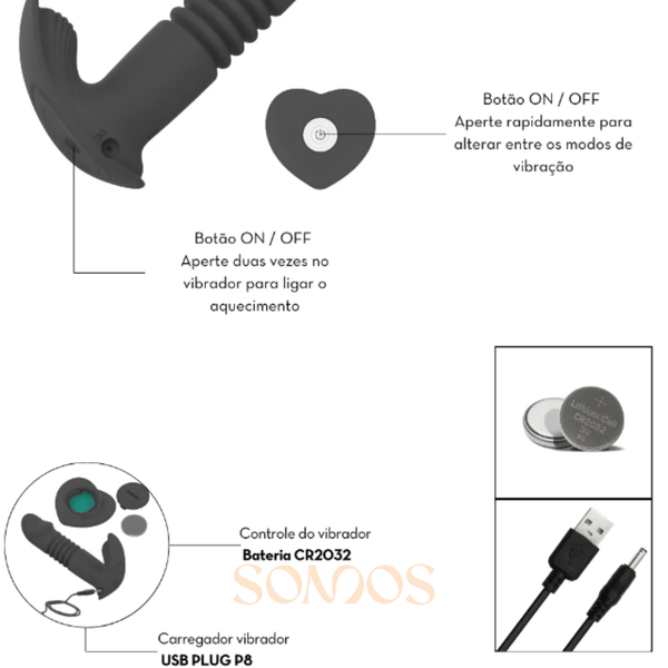 VIBRADOR DE CALCINHA COM VAI E VEM RECARREGAVEL