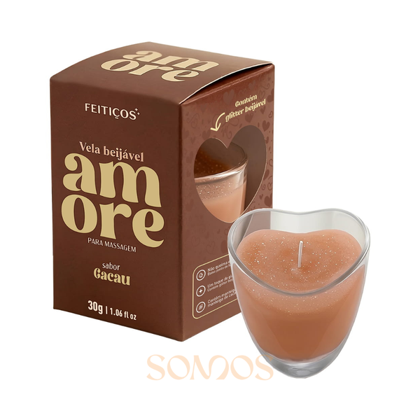 VELA BEIJÁVEL SABOR CACAU AMORE FEITIÇOS