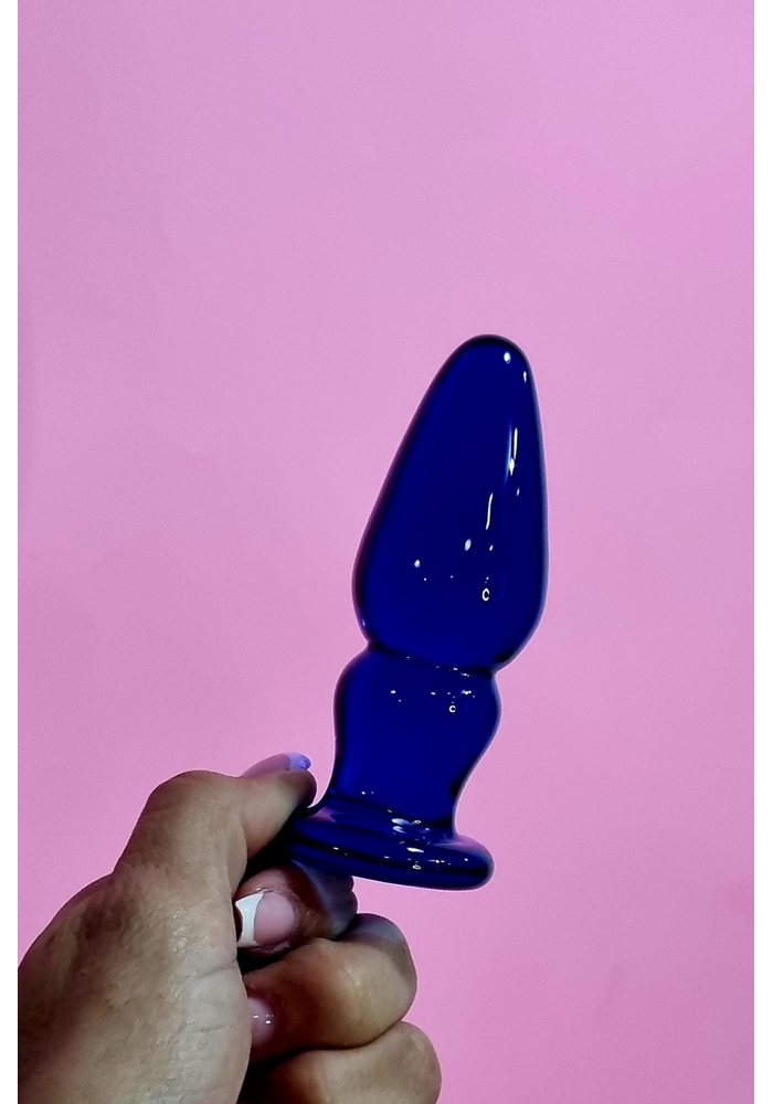 Plug anal de vidro Coleção Blue 10 x 3,7cm