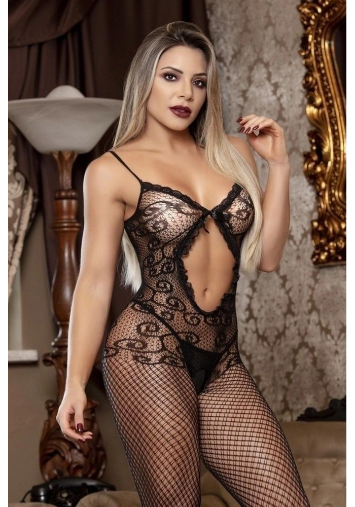 BODYSTOCKING ARRASTÃO + CALCINHA YAFFA