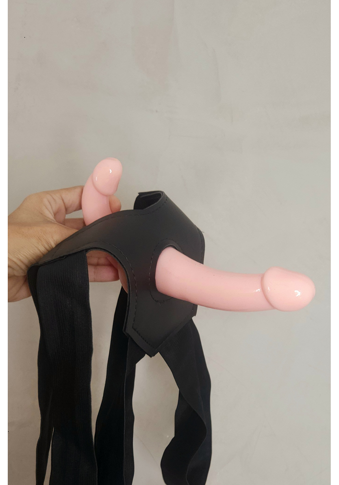 Dildo duplo em TPE com cinta strapless