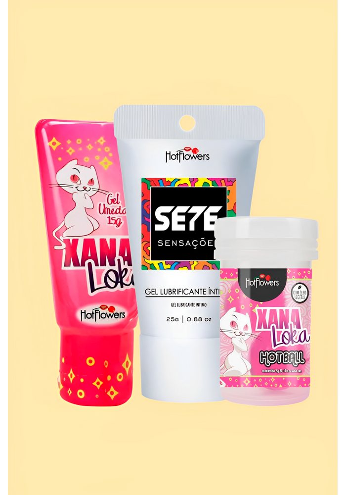 Kit Gel Sete Sensações Anal , Xana Loka Gel e Xana Loka Ball