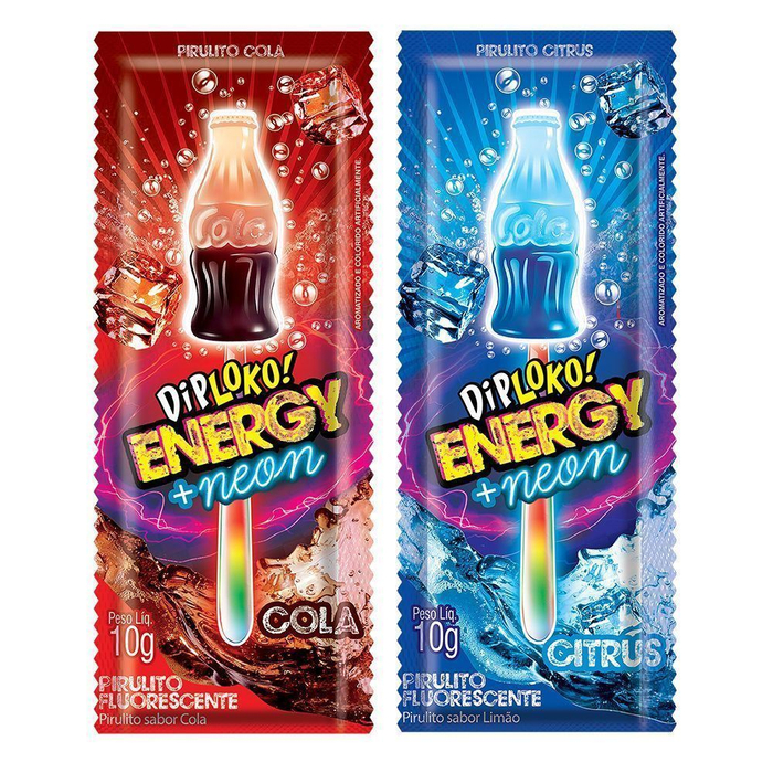 Dip Loko Energy Neon Pirulito Brilha No Escuro Danilla