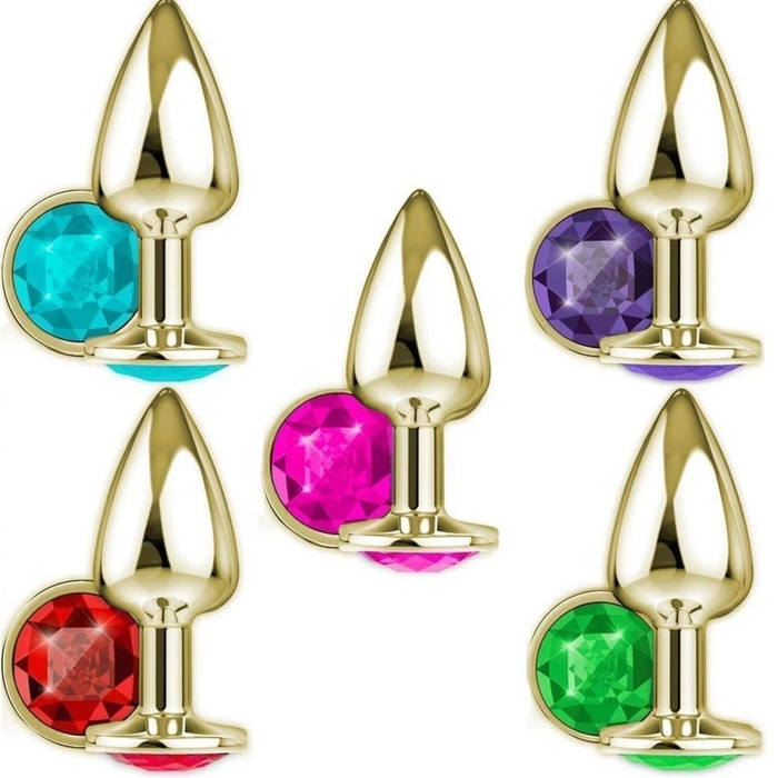 Plug Anal Pedra De Cristal Dourado Grande Vibe Toys