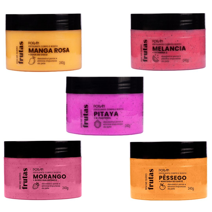 Esfoliante Corporal E Facial Linha Bem Me Quero Frutas 240g Porán Cosméticos