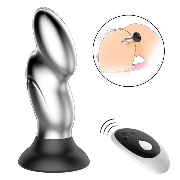 Plug Anal Fingertip Metal Com Ventosa Recarregável Com 10 Modos De Vibração Vibe Toys
