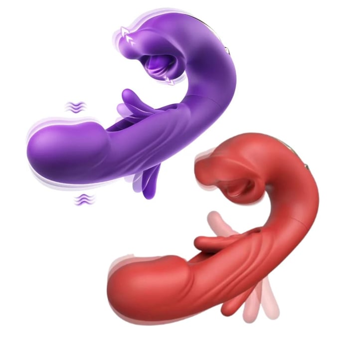 Vibrador Ponto G Em Formato De Glande Com Língua Mágica E Boca Estimuladora
