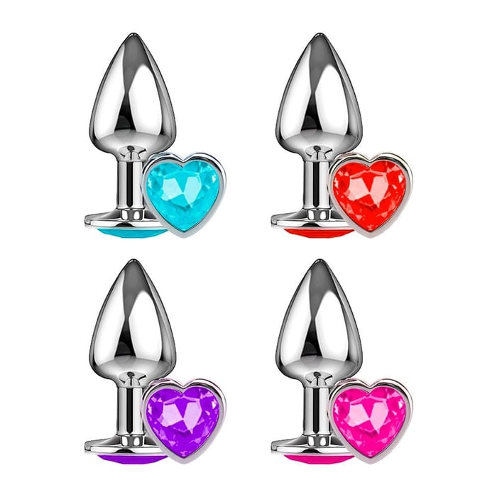 Plug Anal Metalizado Com Pedra Formato De Coração Delicious