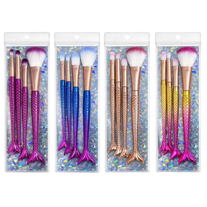Kit 4 Pincéis Sereia Makeup Delicado Vibe Toys