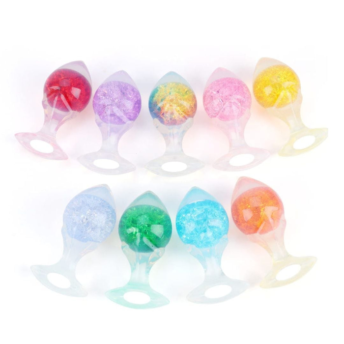 Plug Anal Seta Pequeno Em Silicone Com Esfera De Vidro Interno