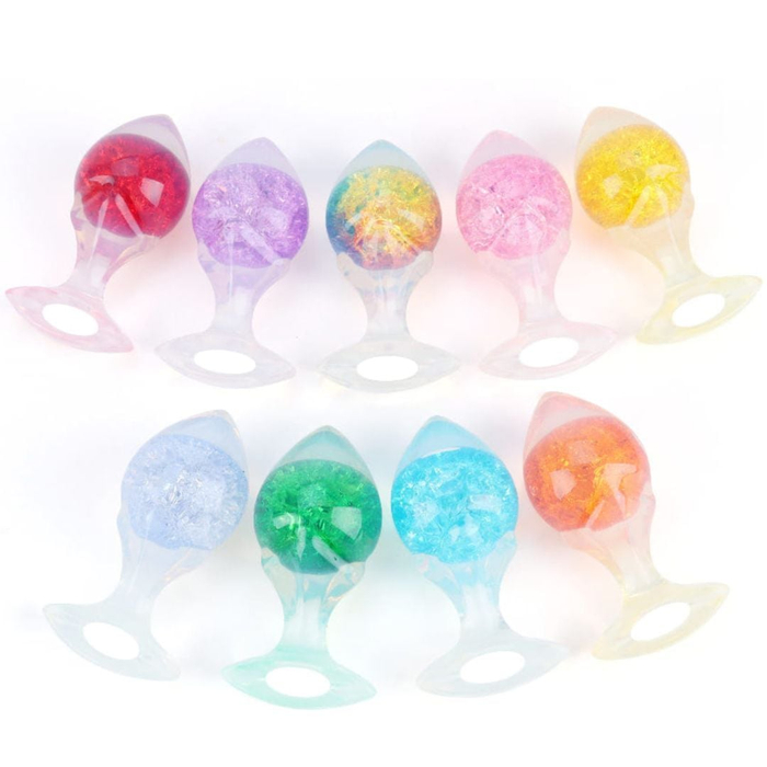 Plug Anal Seta Médio Em Silicone Com Esfera De Vidro Interno