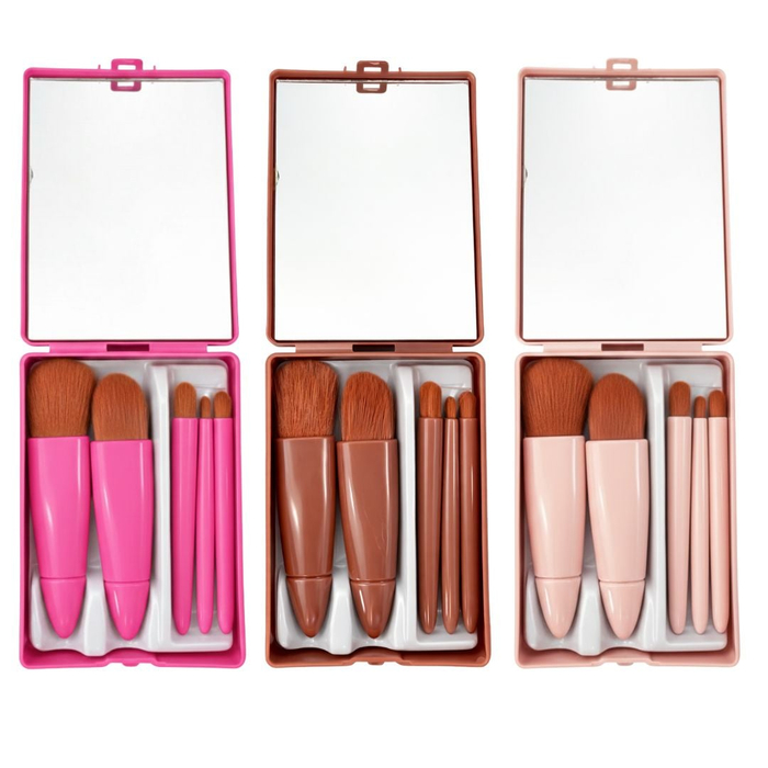 Estojo Com 5 Pincéis Para Maquiagem E Espelho Vibe Toys