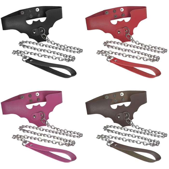 Coleira Morcego Com Guia Dominatrix